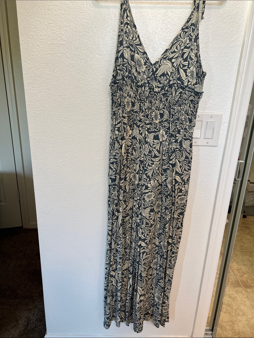 Patrons of Peace Blue and Cream Floral Maxi Jumpsuit